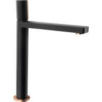 Sapho KAISA stojanková umývadlová batéria vysoká, bez výpuste, 235mm, čierna / meď mat ZT091