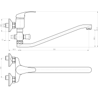 Aqualine AQUALINE 35 nástenná umývadlová/vaňová batéria, rozteč 100mm, chróm 52140