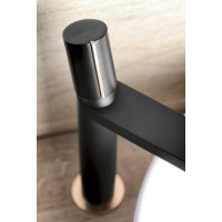 Sapho KAISA stojanková umývadlová batéria vysoká, bez výpuste, 235mm, čierna / meď mat ZT091