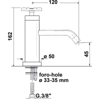 Sapho INDUSTRY stojanková umývadlová batéria bez výpuste, výška 162 mm, nikel/čierna 5102TT8