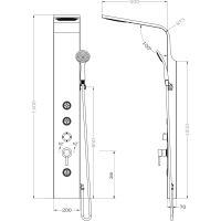 Aqualine TUSA sprchový panel, výška 1400mm, strieborná SL680