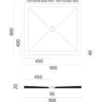 GSI Keramická sprchová vanička, obdĺžnik 90x80x2cm, biela mat 46090809