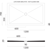 GSI Keramická sprchová vanička, obdĺžnik 120x70x2cm, biela mat 46120709