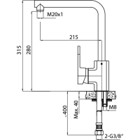 Sapho INOVA stojanková drezová batéria, čierna RH125B
