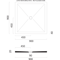 GSI Keramická sprchová vanička, štvorec 90x90x2cm, biela mat 46090909