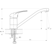 Bruckner HOFFER stojanková drezová batéria, 221mm, otočné ramienko, chróm 424.050.1