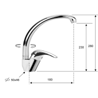 Sapho SALY stojanková drezová batéria, výška 280mm, chróm SA511
