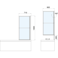Polysan KAGERA vaňová zástena s pneumatickým zdvihom, š. 710mm, biela mat, číre sklo 30336W