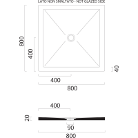 GSI Keramická sprchová vanička, štvorec 80x80x2cm, biela mat 46080809