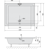 Polysan DEEP hlboká sprchová vanička s konštrukciou, obdĺžnik 120x90x26cm, biela 72392