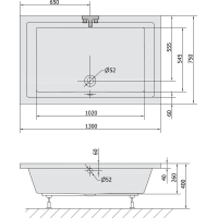 Polysan DEEP hlboká sprchová vanička s konštrukciou, obdĺžnik 130x75x26cm, biela 72943