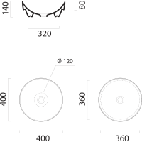 GSI PURA keramické umývadlo na dosku, priemer 40cm, ghiaccio mat 884615