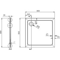 Aqualine TECMI sprchová vanička z liateho mramoru, štvorec 80x80x3cm PQ008