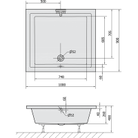 Polysan DEEP hlboká sprchová vanička s konštrukciou, obdĺžnik 100x90x26cm, biela 72349