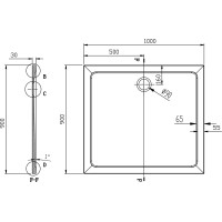 Aqualine TECMI sprchová vanička z liateho mramoru, 100x90x3cm PQ10090