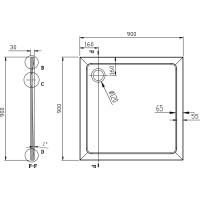 Aqualine TECMI sprchová vanička z liateho mramoru, štvorec 90x90x3cm PQ009