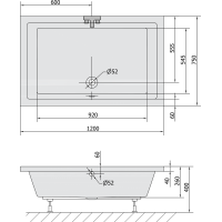 Polysan DEEP hlboká sprchová vanička s konštrukciou, obdĺžnik 120x75x26cm, biela 78796