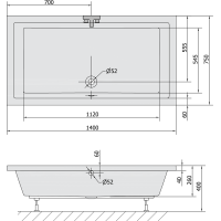 Polysan DEEP hlboká sprchová vanička s konštrukciou, obdĺžnik 140x75x26cm, biela 72948