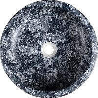 Sapho PRIORI keramické umývadlo na dosku, Ø 41 cm, modré kvety PI038