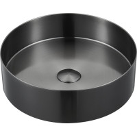Sapho AURUM nerezové umývadlo na dosku, priemer 38 cm, vrátane výpuste, antracit AU101