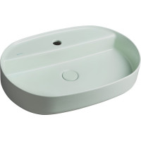 Isvea INFINITY OVAL keramické umývadlo na dosku, 60x40cm, zelená mint 10NF65060-2T