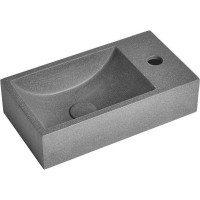 Sapho CREST R betónové umývadlo, nástenné, vrátane výpuste, 40x22cm, čierny granit AR409