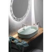 Isvea INFINITY OVAL keramické umývadlo na dosku, 60x40cm, zelená mint 10NF65060-2T
