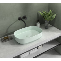 Isvea INFINITY OVAL keramické umývadlo na dosku, 55x36cm, zelená mint 10NF65055-2T