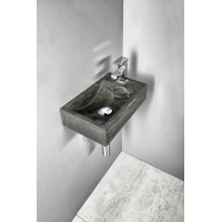Sapho BLOK kamenné umývadlo 40x22cm, batéria vpravo, antracit 2401-28