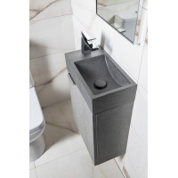 Sapho CREST L betónové umývadlo, nástenné, vrátane výpuste, 40x22cm, čierny granit AR403