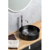 Sapho AURUM nerezové umývadlo na dosku, priemer 38 cm, vrátane výpuste, antracit AU101