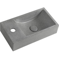 Sapho CREST L betónové umývadlo, nástenné, vrátane výpuste, 40x22cm, čierny granit AR403