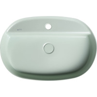 Isvea INFINITY OVAL keramické umývadlo na dosku, 60x40cm, zelená mint 10NF65060-2T