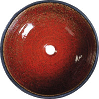 Sapho ATTILA keramické umývadlo, priemer 43cm, paradajková červeň / petrolejová DK007