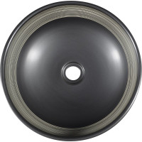 Sapho PRIORI keramické umývadlo na dosku, Ø 41cm, čierna s bielym vzorom PI025