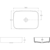 Isvea INFINITY RECTANGLE keramické umývadlo na dosku, 50x36cm, čierna mat 10NF65050-2N