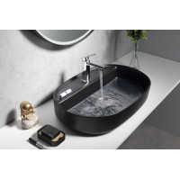 Isvea INFINITY OVAL keramické umývadlo na dosku, 60x40cm, čierna mat 10NF65060-2N