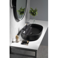 Isvea INFINITY OVAL keramické umývadlo na dosku, 60x40cm, čierna mat 10NF65060-2N