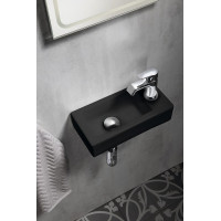 Sapho ZOE keramické umývadlo 37x18 cm, otvor pre batériu vpravo, čierna mat AR495B