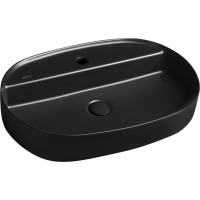 Isvea INFINITY OVAL keramické umývadlo na dosku, 60x40cm, čierna mat 10NF65060-2N