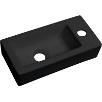Sapho ZOE keramické umývadlo 37x18 cm, otvor pre batériu vpravo, čierna mat AR495B