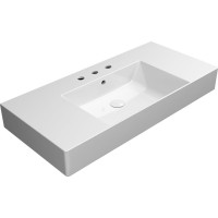 GSI KUBE X keramické umývadlo 100x47cm, s odkladacími plochami, brúsená spodná hrana, 3 otvory, biela ExtraGlaze 94519311