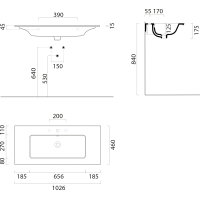 GSI PURA keramické umývadlo Slim 102x46cm, biela mat 8886109