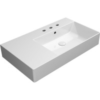 GSI KUBE X keramické umývadlo 80x47cm, s odkladacou plochou vľavo, brúsená spodná hrana, 3 otvory, biela ExtraGlaze 94579311