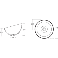 Sapho DOME OBLIQUO keramické umývadlo na dosku, Ø 44, 5cm, biela WH031