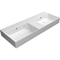 GSI KUBE X keramické dvojumývadlo 120x47cm, bez otvoru, biela ExtraGlaze 9425011