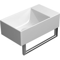GSI KUBE X keramické umývadlo 40x23cm, brúsená spodná hrana, bez otvoru, pravé/ľavé, biela ExtraGlaze 94849011