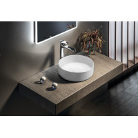 Isvea INFINITY ROUND keramické umývadlo na dosku, priemer 36cm, biela mat 10NF65036-2L