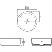 Isvea INFINITY ROUND keramické umývadlo na dosku, priemer 36cm, biela mat 10NF65036-2L
