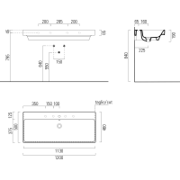 GSI NUBES keramické umývadlo 120x50cm, brúsená spodná hrana, biela ExtraGlaze 96249111